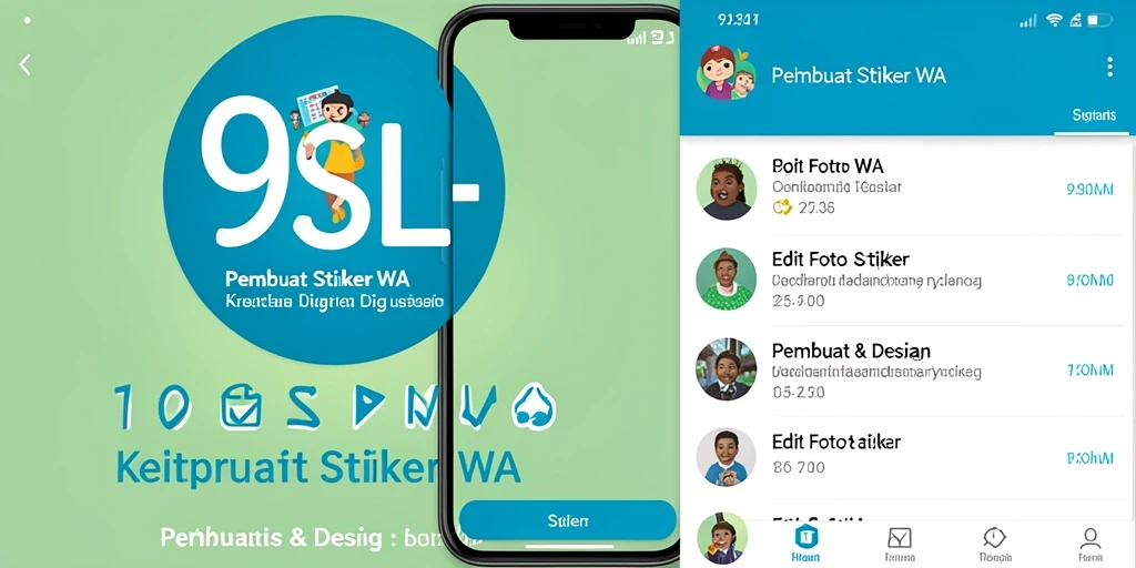 Tampilan antarmuka pengguna aplikas 9SL untuk membuat stiker WA.