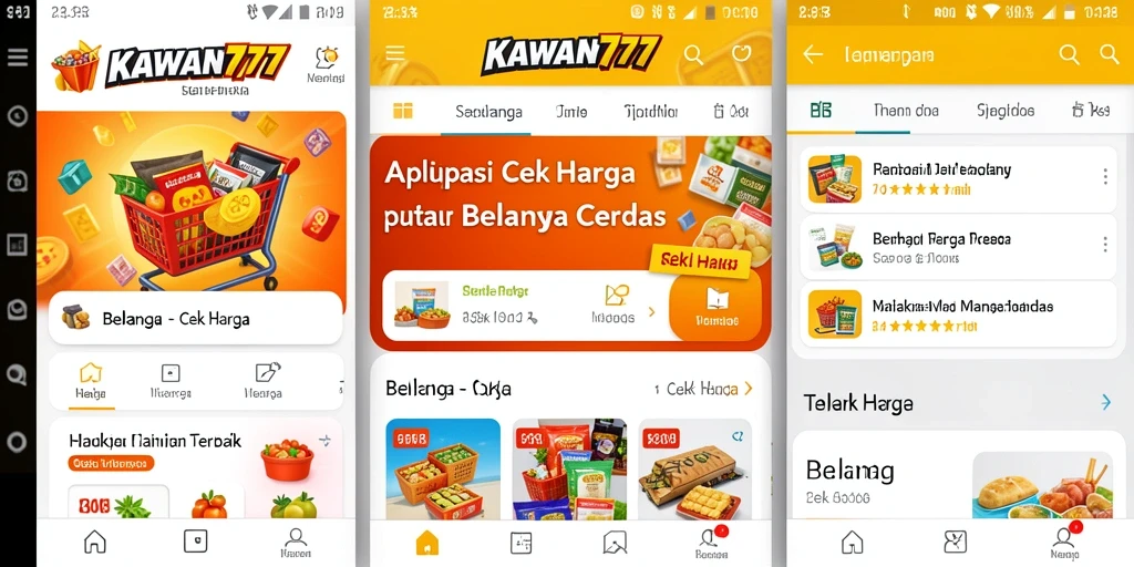 Tampilan antarmuka aplikasi KAWAN777 untuk pencarian harga.