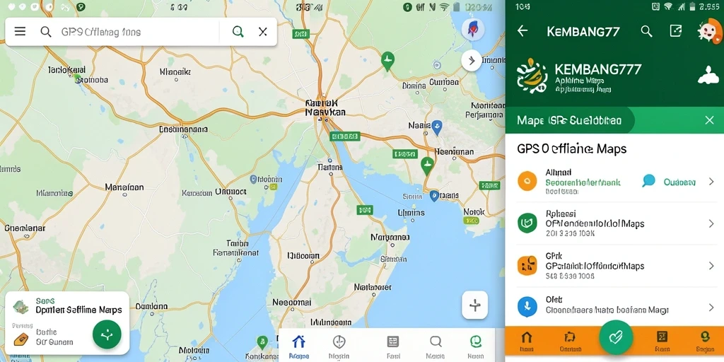 Antarmuka KEMBANG777 dengan fungsi GPS Offline Maps.