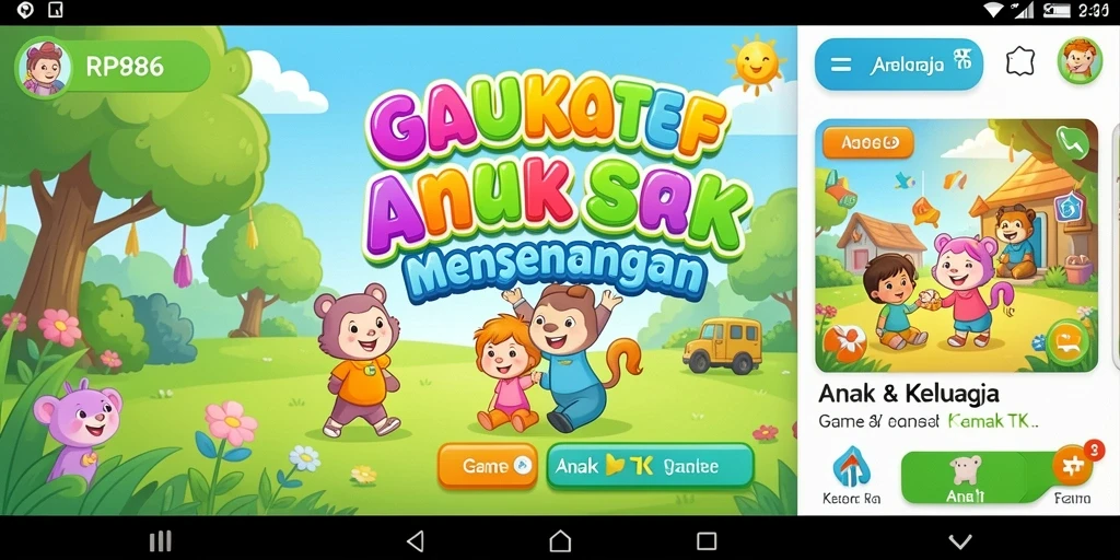 Tampilan antarmuka yang ramah anak pada RP886 untuk pembelajaran interaktif.