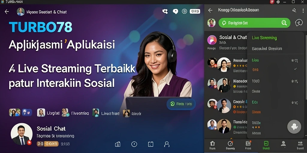 Antarmuka pengguna TURBO78 saat siaran langsung dengan interaksi real-time.