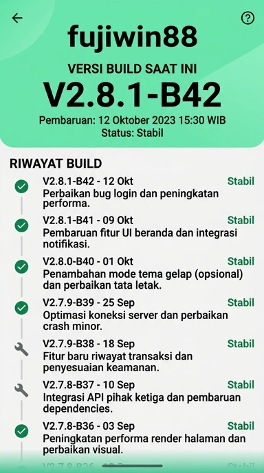 Riwayat Versi Aplikasi fujiwin88 untuk Pengguna Android.